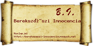 Berekszászi Innocencia névjegykártya